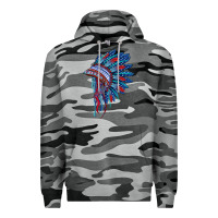 Slate Camo indian headdress with american flag Premium Hoodie - BarkalooDesign