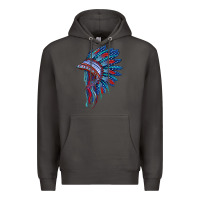 Smoke indian headdress with american flag Premium Hoodie - BarkalooDesign