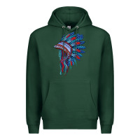 Sports Green indian headdress with american flag Premium Hoodie - BarkalooDesign