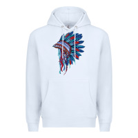 White indian headdress with american flag Premium Hoodie - BarkalooDesign