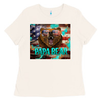 Papa Bear American Flag  Tumbler Ladies Tee | Teevron