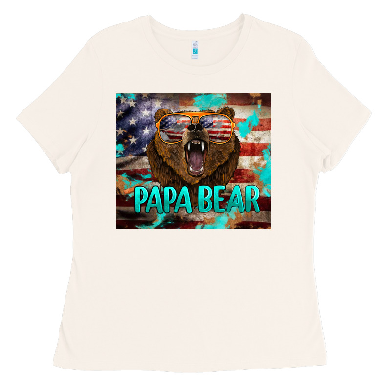 Papa Bear American Flag  Tumbler Ladies Tee by BarkalooDesign | Teevron
