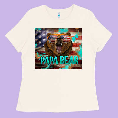 Papa Bear American Flag  Tumbler Ladies Tee Designed By Barkaloodesign