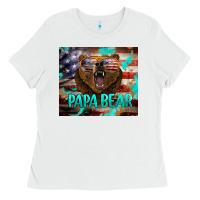 White papa bear american flag  tumbler Ladies Tee - BarkalooDesign