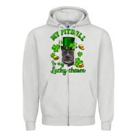 St. Patrick's Day My Pitbull Is My Lucky Charm With Hat Zipper Hoodie | Teevron