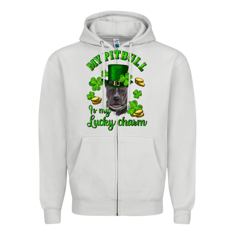 St. Patrick's Day My Pitbull Is My Lucky Charm With Hat Zipper Hoodie by RanaPortraitStore | Teevron