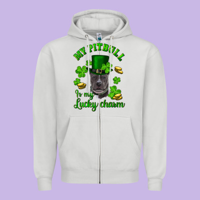 Zipper Hoodie St. Patrick's Day My Pitbull Is My Lucky Charm With Hat