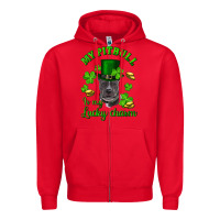 Red St. Patrick's Day My Pitbull Is My Lucky Charm With Hat Zipper Hoodie - RanaPortraitStore