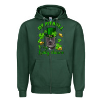 Sports Green St. Patrick's Day My Pitbull Is My Lucky Charm With Hat Zipper Hoodie - RanaPortraitStore