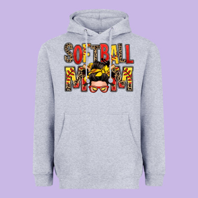 Softball Mom Messy Bun Heavyweight Hoodie Designed By Zillion Design Studio