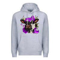 Heather Grey halloween roses cow Premium Hoodie - Jasminsmagicworld