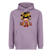 Lavender softball mom messy bun Heavyweight Hoodie - Zillion Design Studio