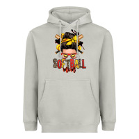 Softball Mom Messy Bun Heavyweight Hoodie | Teevron