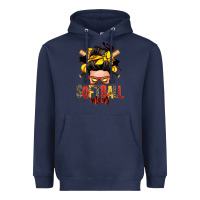 Navy softball mom messy bun Heavyweight Hoodie - Zillion Design Studio