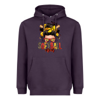 Plum softball mom messy bun Heavyweight Hoodie - Zillion Design Studio