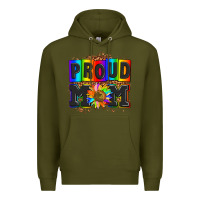Army Green proud mom with sunflower Premium Hoodie - AdoDesignShop