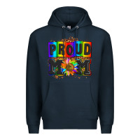 Navy proud mom with sunflower Premium Hoodie - AdoDesignShop