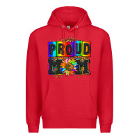 Red proud mom with sunflower Premium Hoodie - AdoDesignShop