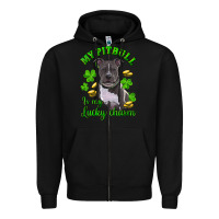 Black St. Patrick's Day My Pitbull Is My Lucky Charm Zipper Hoodie - RanaPortraitStore
