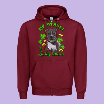 Zipper Hoodie St. Patrick's Day My Pitbull Is My Lucky Charm