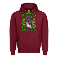 Burgundy St. Patrick's Day My Pitbull Is My Lucky Charm Zipper Hoodie - RanaPortraitStore