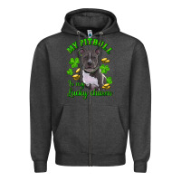 Charcoal Heather St. Patrick's Day My Pitbull Is My Lucky Charm Zipper Hoodie - RanaPortraitStore