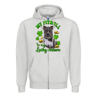 Dove Grey St. Patrick's Day My Pitbull Is My Lucky Charm Zipper Hoodie - RanaPortraitStore