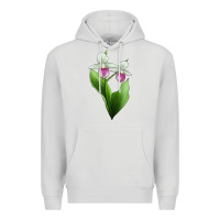 Dove Grey Pink And White Lady's Slipper Flower Illustrations Premium Hoodie - LillyAllenDesigns