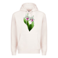 Pale Pink Pink And White Lady's Slipper Flower Illustrations Premium Hoodie - LillyAllenDesigns