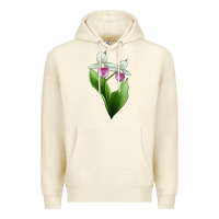 Sandshell Pink And White Lady's Slipper Flower Illustrations Premium Hoodie - LillyAllenDesigns