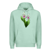 Seafoam Pink And White Lady's Slipper Flower Illustrations Premium Hoodie - LillyAllenDesigns