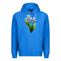 True Royal Pink And White Lady's Slipper Flower Illustrations Premium Hoodie - LillyAllenDesigns