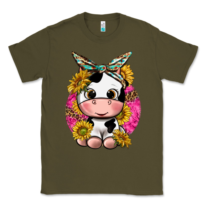 Cut Cow With Sunflower And Leopard  Pink Classic Tee by texasbilliewilder | Teevron