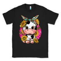 Black cut cow with sunflower and leopard  pink Classic Tee - texasbilliewilder
