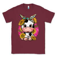 Burgundy cut cow with sunflower and leopard  pink Classic Tee - texasbilliewilder
