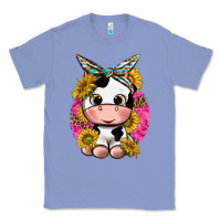 Colony Blue cut cow with sunflower and leopard  pink Classic Tee - texasbilliewilder