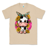 Mushroom cut cow with sunflower and leopard  pink Classic Tee - texasbilliewilder