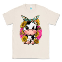 Natural cut cow with sunflower and leopard  pink Classic Tee - texasbilliewilder