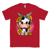 Red cut cow with sunflower and leopard  pink Classic Tee - texasbilliewilder