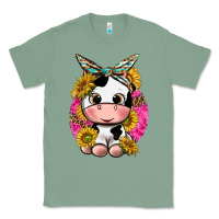 Sage cut cow with sunflower and leopard  pink Classic Tee - texasbilliewilder