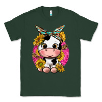 Sports Green cut cow with sunflower and leopard  pink Classic Tee - texasbilliewilder