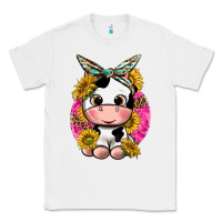 White cut cow with sunflower and leopard  pink Classic Tee - texasbilliewilder