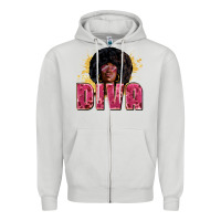 Dove Grey diva Zipper Hoodie - Zillion Design Studio