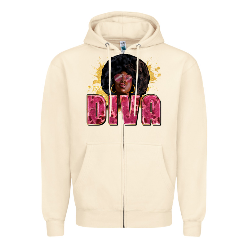 Diva Zipper Hoodie by Zillion Design Studio | Teevron
