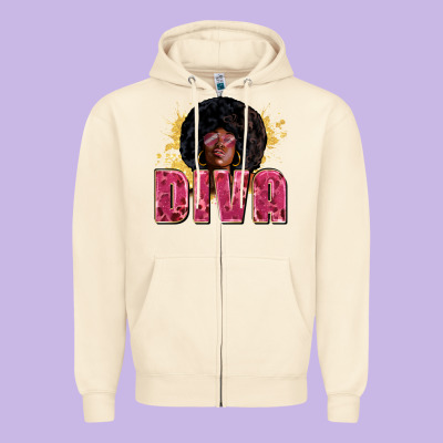 Diva Zipper Hoodie Designed By Zillion Design Studio