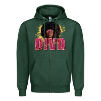Sports Green diva Zipper Hoodie - Zillion Design Studio