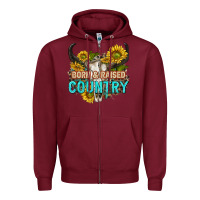 Burgundy born and raised country tbw Zipper Hoodie - texasbilliewilder