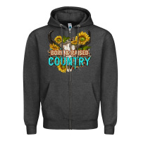 Charcoal Heather born and raised country tbw Zipper Hoodie - texasbilliewilder