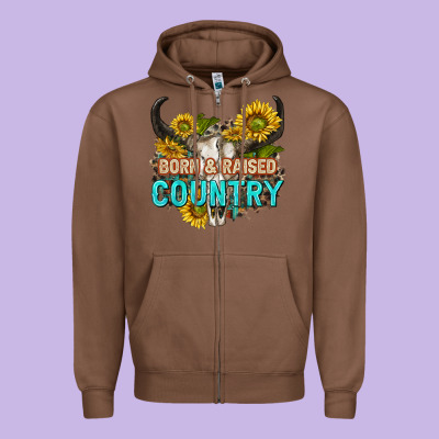 Born And Raised Country Tbw Zipper Hoodie Designed By Texasbilliewilder
