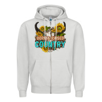 Dove Grey born and raised country tbw Zipper Hoodie - texasbilliewilder